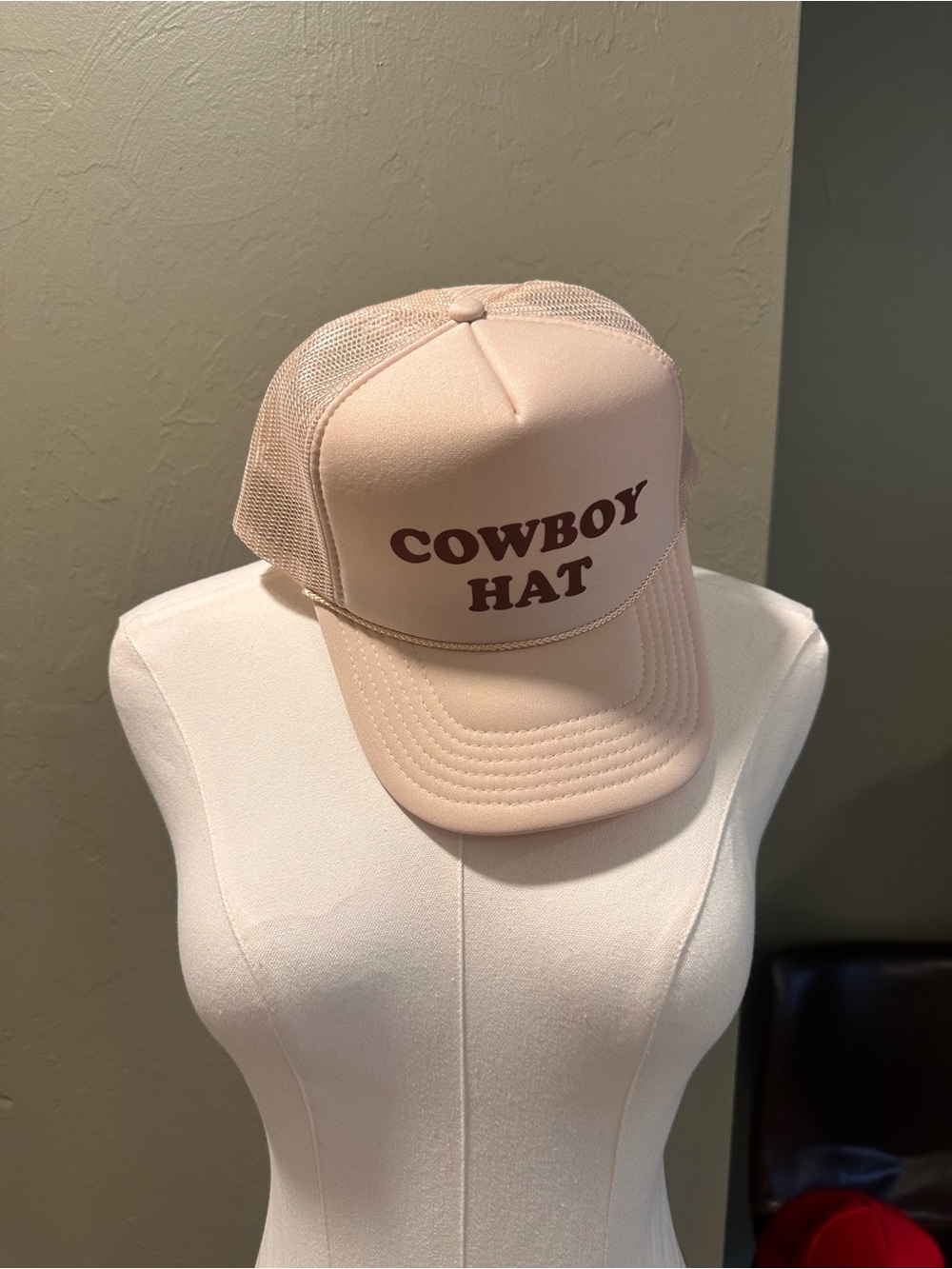 OTTO Light Pink Trucker Hat with 'COWBOY HAT' Print